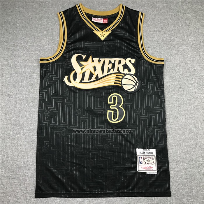 Camiseta Philadelphia 76ers Allen Iverson NO 3 Retro 2020 Chinese New Year Negro